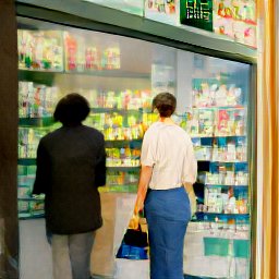 people entering pharmacy