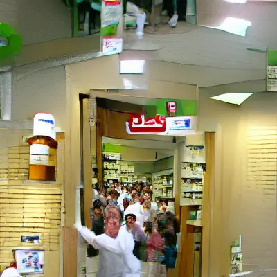 people entering pharmacy